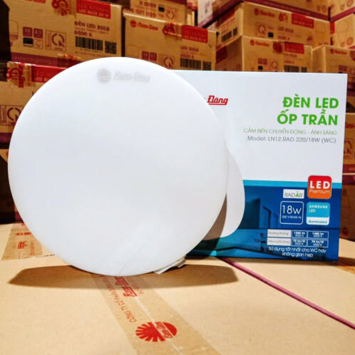 Đèn LED Ốp trần Tròn cảm biến chuyển động cảm biến ánh sáng Rạng Đông 18W LN12.RAD 220-18W
