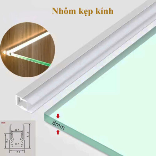 Nhôm led kẹp kính 8 mm