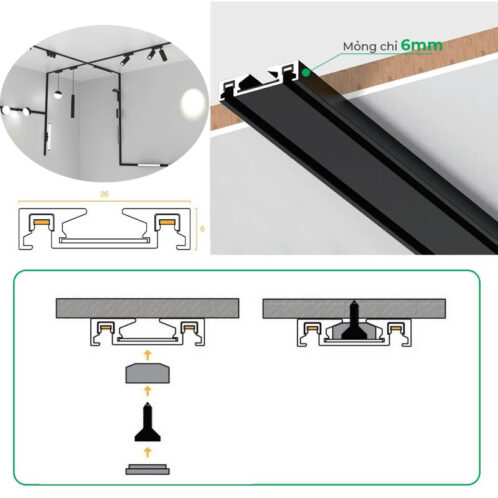đèn rọi nam châm siêu mỏng nổi